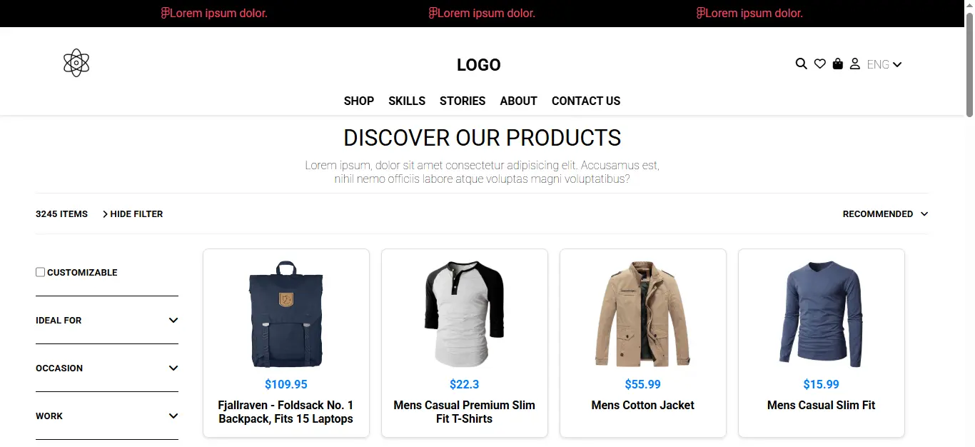 E-commerce Dashboard Screenshot